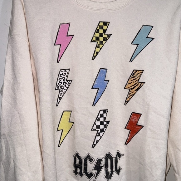 Grayson Threads sweatshirt raw hem AC/DC large NeW no tags - Picture 2 of 5